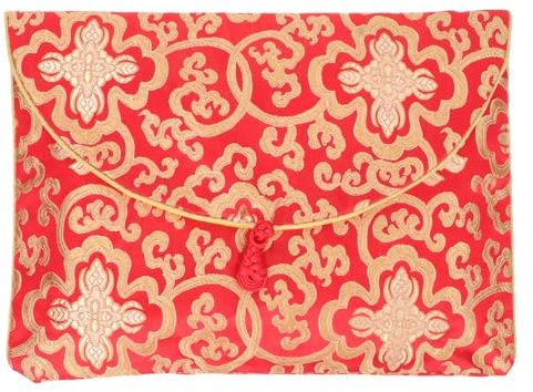 Ciieeo Sobres Rojos de Brocado con Nudo Chino para Tarjetas y Archivos, Bolsa Multifuncional Elegante Estilo Tradicional para Regalos y Usos Culturales Chinos