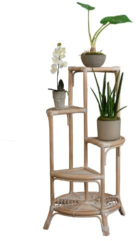 Korb-Outlet Blumenständer/Blumensäule aus Rattan Farbe Weiss gewaschen