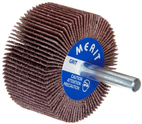 Merit High Performance Mandrel-Mounted Mini Grind-O-Flex Abrasive Flap Wheel, Round Shank, Ceramic Aluminum Oxide, 2-1/2 Dia., 1 Face Width, Grit 60, 20000 Max RPM (Pack of 10)