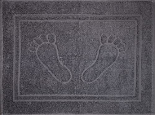 Unbekannt Duschvorleger, Badematte, Frottee, Frottier, 50 x 70 cm, Uni einfarbig, Badvorleger, 100% Baumwolle (grau-Füße)