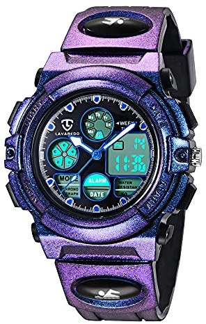 aswan watch Reloj Deportivos para Niños y Niña Resistente al Agua Digital Analógico Militares Impermeable Relojes Niño Morado Dragón