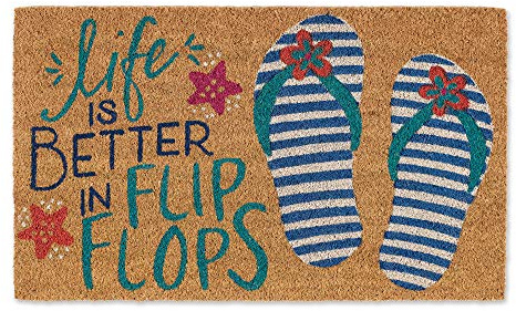 DII Natural Coir Doormat, Fun Greeting Mat, Flip Flop, 18x30
