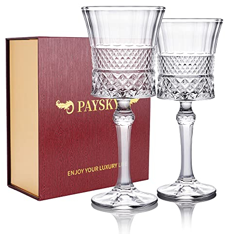 Paysky Crystal Weinglas 2er-Set Weinglas mit gravur,Rotßwein-Gläser,Weinglas Gift für Damen/Herren|270ml|Luxus-Geschenkbox