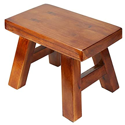 XDSTOOL Small Stool Wooden Step Stool Footstool Solid Wood 8 inch for Kids Adults Plant Stand Fishing Stool (Brown)