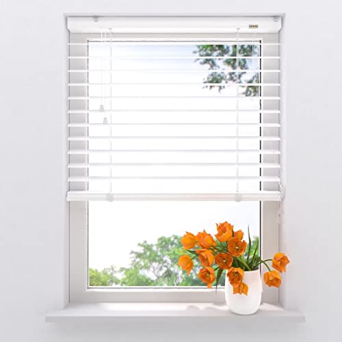 DTCH® Aluminium Jalousie Innen Weiß 210 x 180 cm (BxH), 50mm Matte Aluminium lamellen, Breiten von 60 bis 240 cm