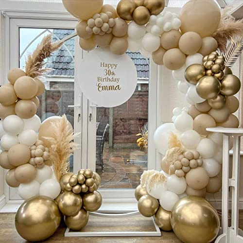 Ballon Girlande Beige, Boho Beige Ballon Girlande Set mit Natursand Gold Weiß Ballongirlande Ballons Deko für Geschlechtsoffenbarung Baby Shower Hochzeit Geburtstag Verlobungs Party Dekorations