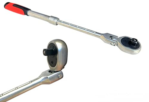 TANIASHOP Chiave a Cricchetto Telescopica con Attacco da 1/2 72 Denti Reversibile con Testa Snodata Regolabile Fino a 90° Cricchetto Allungabile Chiave a Sgancio Rapido