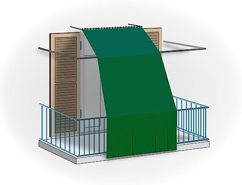 HOME ZEN HOUSEHOLD LINEN Toldo de exterior para balcones, cenador de sol con anillos térmicos y parasoles (145 x 250 cm, color verde liso