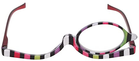 Make up Brillen, Make up Brille mit Augenvergrößerung, Vergrößernde Kosmetikbrille Bunte rotierende einlinsige Lupenbrille für das tägliche Leben(+3.50)
