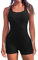 CharmLeaks Women Boyleg Athletic One Piece Swimsuit Racerback Swimming Costume Body Shaping Bathing Suit Solid Black M