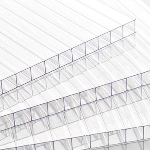 Set di 2 Lastre Policarbonato Alveolare 4 mm, Pannelli Policarbonato Trasparente 3000x1050mm, Exolon® Con Doppia Parete, Ideale come Coperture per Tettoie, Giardini, Serre, Lucernari, Made in Italy