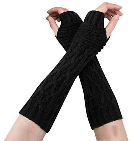 GXYANiaoy Handschuhe Winter Damen, Ohne Finger Strickhandschuhe Warme Fingerhandschuhe Lange Gloves Weiche Winterhandschuhe Fingerlose Armstulpen Unisex Pulswärmer Handstulpen Wollhandschuhe