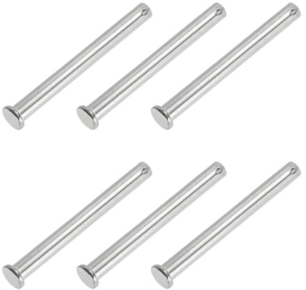 PATIKIL Perni a Testa Piana a Foro Singolo, 6 Pezzi Perno Testa Piatta in Acciaio Inossidabile 304 per Serratura a Spina per Sistemi Cardini, Argento, 10 x 110mm