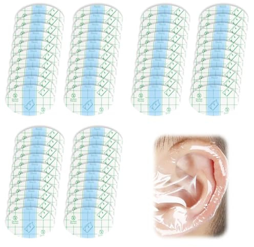 60pcs Ear Cover for Shower Waterproof Ear Stickers Ears Patches Protection Clear Earring Cover for Swimming Surfing Snorkeling Water Sports Breathable Ears Cover for Baby Kids Adults