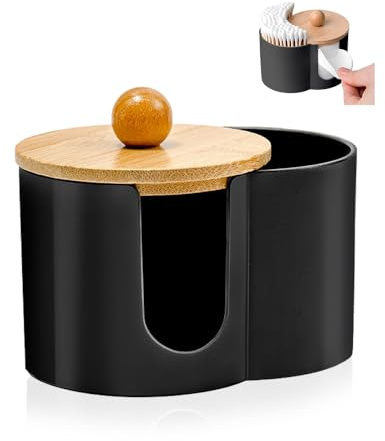 YZROHYI Wattepadspender und Wattestäbchen Behälter,Wattepad und Tupfer Halter Mit Deckel,Wattepads Aufbewahrung Badezimmer,Organizer Ohrenstäbchen Aufbewahrung Badutensilien,Bathroom Storage