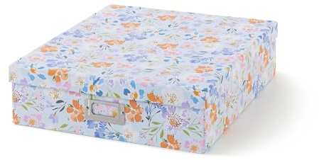 Soul & Lane Scrapbooking Storage Box: 14.8 × 13.0 × 3.7 In, Large Keepsake Organizer for Photos, Memorabilia, and School Memories, Decorative Scrapbook Storage, Letter Box with Lid, Lavender Meadow