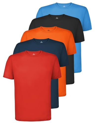 ALPIDEX 5-pack Sport T-shirts för Herr, Snabbtorkande Ventilerande Funktionella Tränings- och Löpar-T-shirts för Gym och Fitness