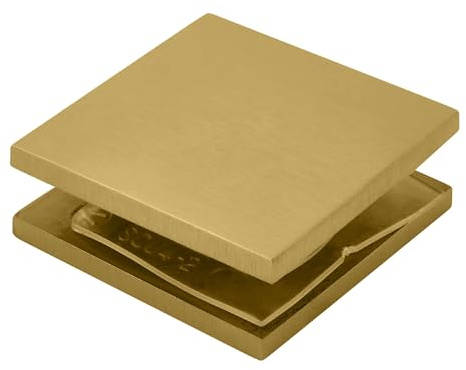 CRL SCU4SB Satin Brass Square Style Hole-in-Glass Fixed Panel U-Clamp