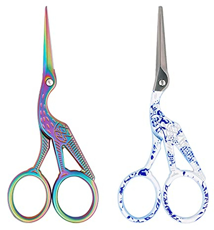 Asdirne Ciseaux Broderie, Ciseaux Vintage Pointus en Acier Inoxydable pour la Broderie, l'Artisanat, les Travaux d'Aiguille, les Travaux d'Art et l'Utilisation Quotidienne, 2PCs, 11.5CM
