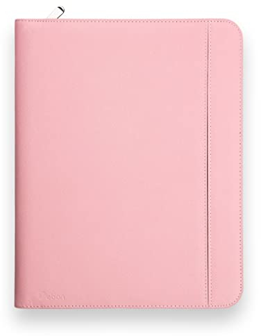 Vebon® Schreibmappe Ringbuch A4Paris I Reißverschluss + Klemmbrett I Konferenzmappe + Laptoptasche I extra Stauraum I Kunstleder I Rosa