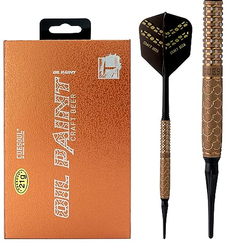 CUESOUL Craft Beer 21g Soft Tip 90% Tungsten Dart Set mit Ölfarbe Finished und Unifying ROST Flights