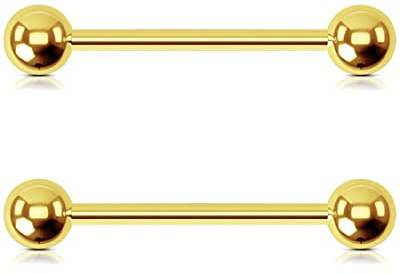 OUFER Nipple Piercing Jewelry, Titanium Nipple Rings, Internally Threaded 14G Straight Nipple Barbells Piercing Jewelry, Gold Nipple Jewelry for Women Men