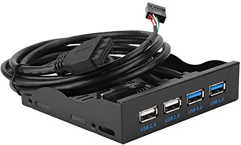 Bewinner Lector de Tarjetas Interno, Panel de Unidad de Disquete de 3,5 Pulgadas 9PIN-9PIN de Alta Velocidad USB 3.0+USB2.0 4 Puertos Panel Frontal para Escritorio Top Host sin Interfaz
