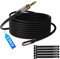 Mygatti Cavo di prolunga jack 3,5 mm(1 Metri,2 pezzi),cavo di prolunga Aux,cavo audio stereo Maschio a femmina,Nero,OFC,cavo di prolunga per cuffie,smartphone,tablet(con 5 fascette per cavi)