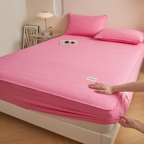 Gestepptes Baumwoll-Spannbettlaken-Set, 120 x 200 cm, 3-teilig, elastische Ecken, rutschfester Boxspringschutz, weiches und dickes Material für Komfort und Haltbarkeit