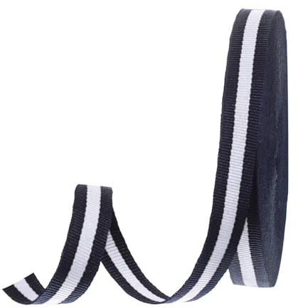 PATIKIL Cinta de Grosgrain a Rayas Azul Marino y Blanco, 25' de Tela de Poliéster Cinta de Rayas para Manualidades de Doble Cara para Hacer Lazos Envoltura de Regalos DIY