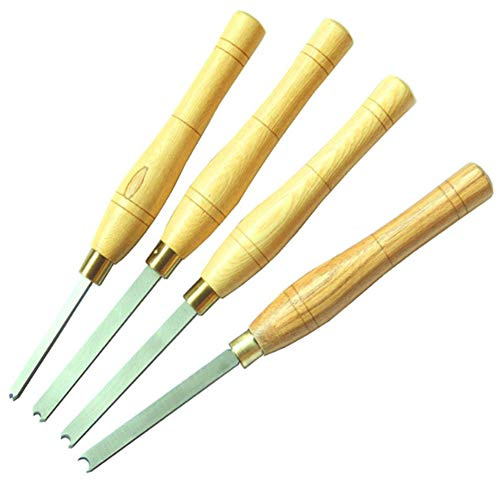 Lot de 4 burins de tournage à bois HSS 3/6/8/10 mm Outils de coupe pour le travail du bois et la formation de perles