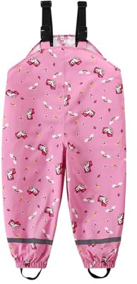 HIKIDS Pantalón Barro Niño Peto de Lluvia Niña Pantalones Impermeables Niños, Unicornio 18-24 Meses