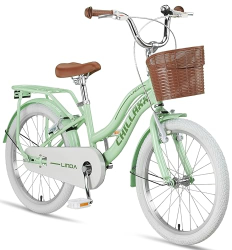 Chillaxx Bicicleta Linda Premium para niños de 20 pulgadas – Bicicleta holandesa para niños y niñas, bicicleta de ciudad para niños, adecuada para 6,7, 8, 9, 10, 11 años (verde menta)