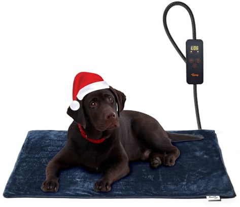 Toozey Chien Chat Tapis Chauffant 70*50cm, Coussin Chauffant électrique pour Animaux avec Couverture Crystal Velvet pour Chats et Chiens de Nouveau-né, de Petite Taille et de Personnes âgées, Bleu-L