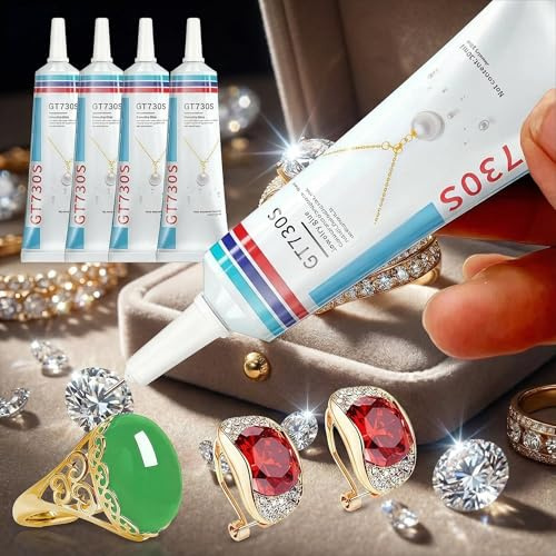 Colla per Gioielli,4pcs Colla per Bigiotteria,Collas per Bigiotteria Trasparente,Collas Glitterata Con Brillantini,Colle per Strass su Tessuti,Colle Trasparente,Per Incollare e Riparare Gioielli