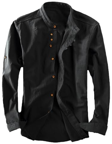 Langarm Hemden für Herren Hemd Freizeithemd Regular Fit Oberhemd Button Down Shirts Einfarbig Hemden Baumwolle Kelchkragenbluse Long-Sleeve Slim Hemd Freizeithemd