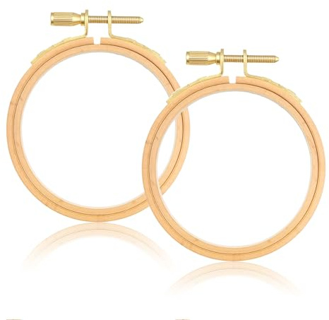 2 Stück 8 cm Stickrahmen, Buche Holz Stickerei Rahmen Mini Stickrahmen Holz Kreis Kreuzstich Hoop Ring für Stickereien Traumfänger DIY Kunsthandwerk Handliches Nähen, 3 Zoll