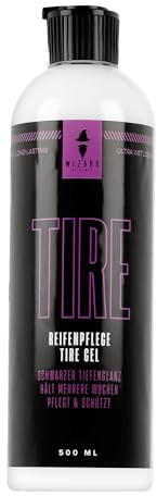 Wizard of Gloss Tire Gel 500 ml – Soin des pneus longue durée avec protection UV | Noir profond brillant des pneus | Ravive les pneus décolorés