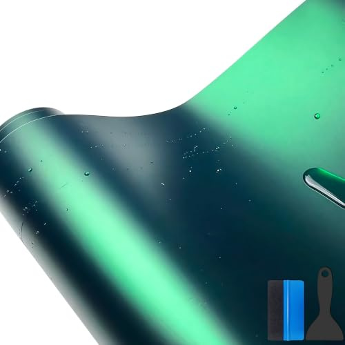 NewL PET Ghost Green Chrome Metallic Self Adhesive Vinyl Wrap 30cmx150cm | Ghost green mirror metallic luster, air release technology & repositionable adhesive, easy clean, ideal for auto, moto, phone
