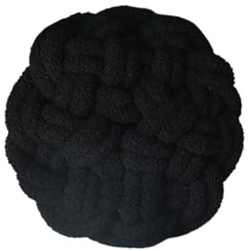 DUBTEDHOU Cojín Anudado Tejido a Mano, Almohada Redonda Tejida a Mano del cojín de la Bola del Nudo multicolora for el sofá Cama de la Sala de Estar(Black)