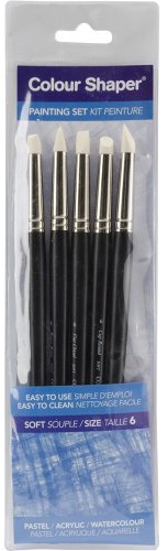 Colour Shaper Soft Painting Set Size 6-5 Piece Set, Silicone Rubber Brush Tools For Modelling, Painting, Blending, Masking Fluid, Carving, And Air Dry Clay, Giving You Control, Fluidity, Precision