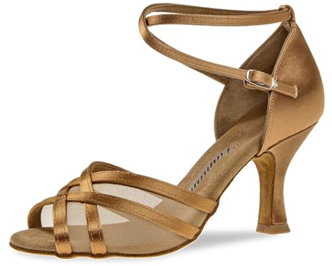 Diamant Femmes Chaussures de Danse 035-108-087 - Satin/Mesh Bronze - 7,2 cm Flare - Taille: UK 6,5
