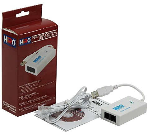 HiRO V92 56K External USB Data Fax Dial Up Internet Modem Dual Port Built in Buzzer Truly Plug n Play Driverless Installation Built in Driver Windows 10, 8.1, 8, 7, 32-bit 64-bit (H50228)