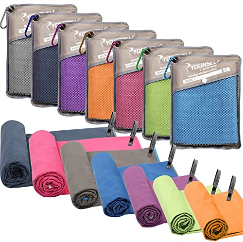 SYOURSELF 2 Pack Microfiber Camping Towel, Quick Dry Towel, Soft Absorbent Compact Travel Gym Workout Sweat Towel for Beach Yoga Swim Travel Camping Hiking Backpack Essentials (S:32x16)