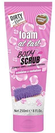 Dirty Works Tropic Like It's Hot Coconut Foaming Sugar Scrub 250g - Exfoliating Body Scrub with Coconut Scent, Moisturising Sugar Scrub, Tropical Foaming Exfoliator for Smooth & Soft Skin