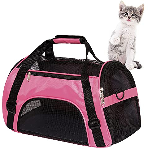 MuchL Sac de Transport Souple pour Chat et Chien de Petite et Moyenne Taille, approuvé par Les compagnies aériennes, jusqu'à 6,8 kg (Taille S, Rose)