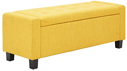 GFW Verona Ottoman Storage Box (Mustard) - Ottoman Storage Bench for Bedroom, Hallway & Living Room. Bedroom Storage Ottoman with Lid. Ottoman Stool with Storage, H39 x W104 x D39cm