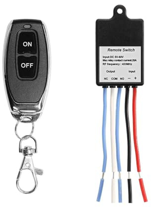 QIACHIP DC 5V 6V 12V 24V 60V, interruttore a distanza senza fili, 20 A, 1 canale, 433 MHz, ricevitore relè RF con ON/OFF trasmettitori, relè a contatto asciutto per il controllo degli accessi