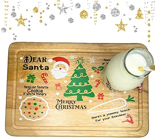 per dolcetti natalizi, vassoio per biscotti di Natale in legno, miglior di biscotti di Babbo Natale per regali di Natale Vassoio in legno piatti rettangolari in legno decorazioni