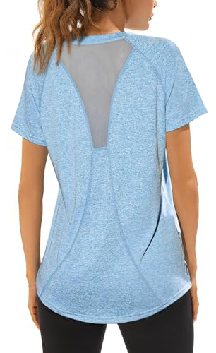 Wayleb Womens Workout Top Gym Running Wear Short Sleeve Yoga Tops Dry Fit T-Shirts Moisture Wicking Athletic Activewear for Women